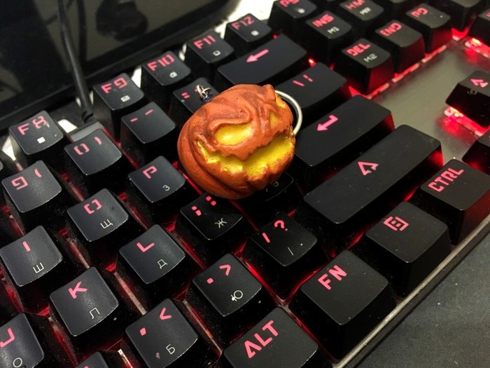 Keychain - pumpkin with Hearthstone logo - My, Craft, Craft, Handmade, Hearthstone, With your own hands, Creation, , Halloween, Longpost