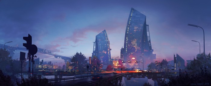 Skyroads - Арт, Рисунок, Город, Simon Urban