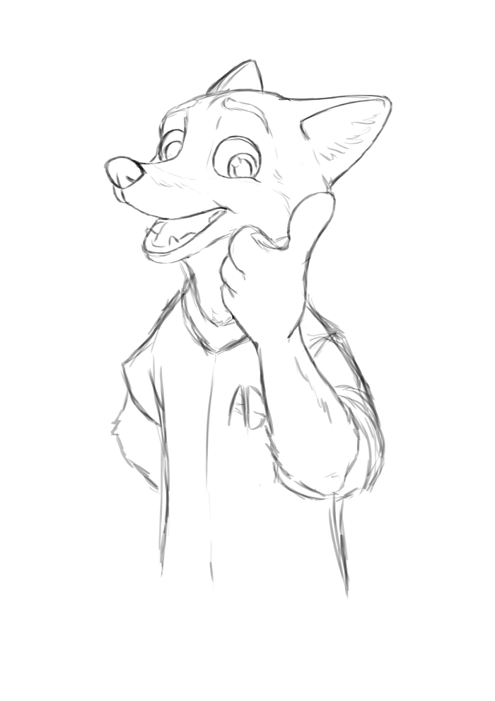 just a sketch - My, Zootopia, Nick wilde, Sketch, Furry, Positive