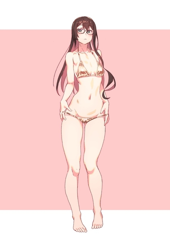 Ooyodo - NSFW, Kantai collection, Ooyodo, Swimsuit, Etty, Anime art, Anime, Art