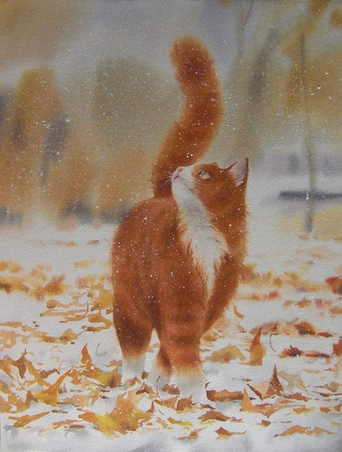 Autumn cat - cat, Autumn, Art