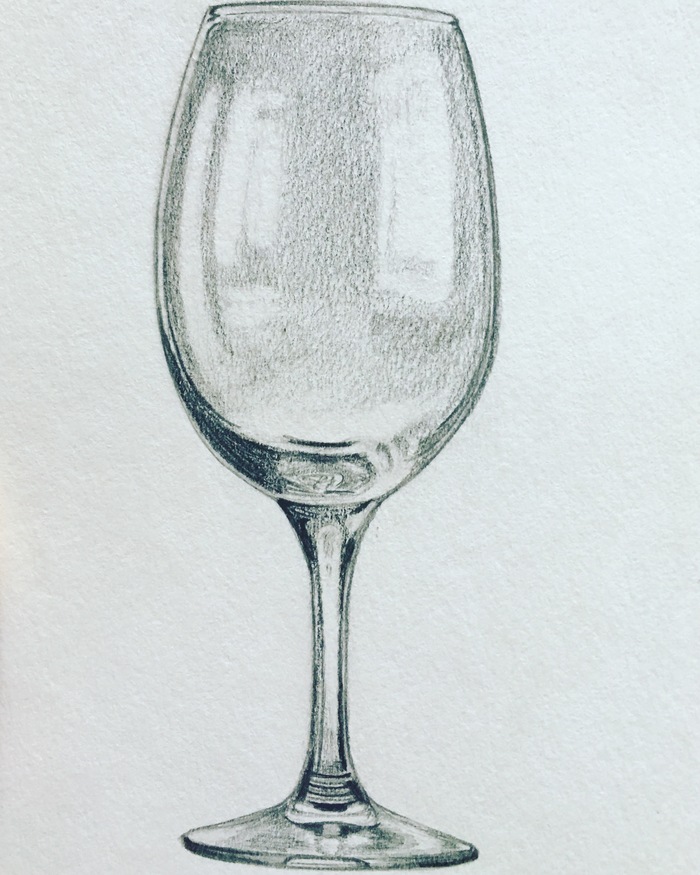 Wineglass - My, Pencil drawing, Pencil, Goblets, Drawing, Tableware