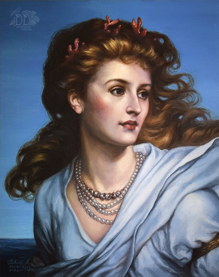 Miranda (free copy of the picture) - My, Painting, Art, Acrylic, Painting, Pre-Raphaelites, Portrait, Art, Longpost, 