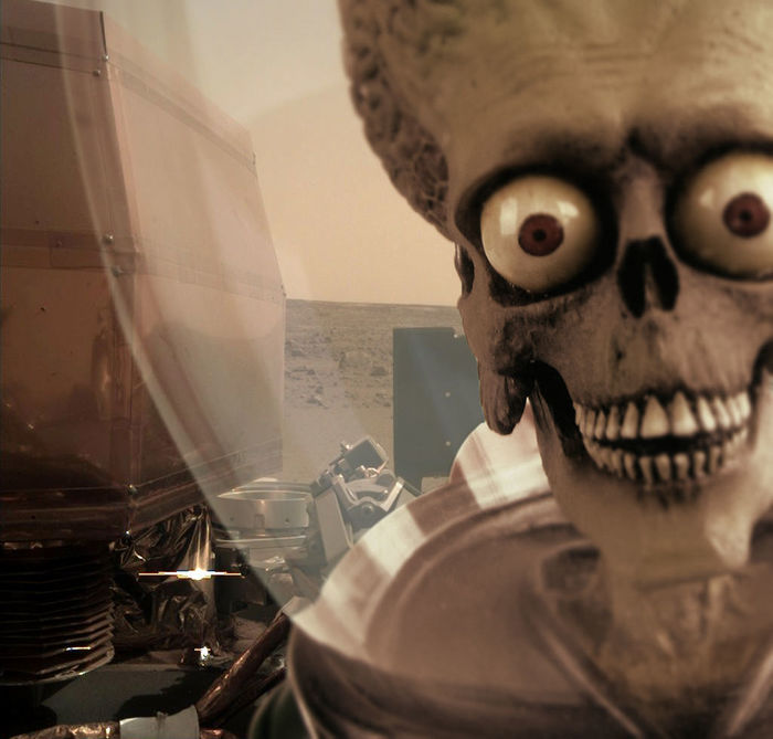 A top-secret photo from the Insight spacecraft from the surface of Mars has been leaked online. - Mars, Insight, Top secret, Humor, Mars attacks