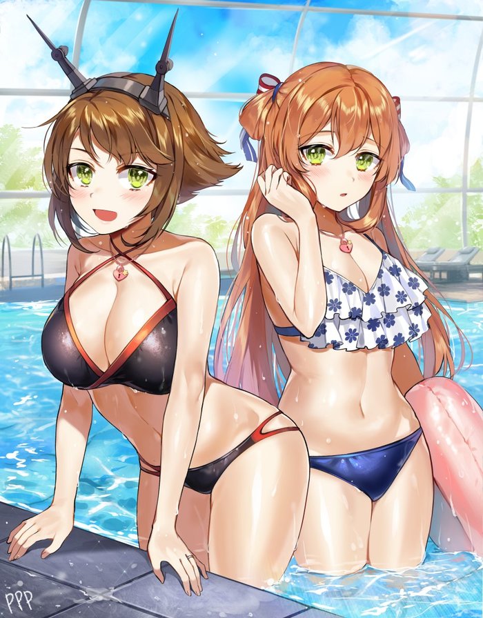 Mutsu & Springfield Anime Art, Girls Frontline, Kantai Collection, Mutsu, Springfield