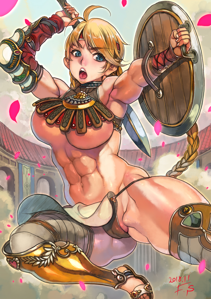 Gladiator - NSFW, FS, Art, Strong girl, Warrior, Amazon, Anime, Anime art