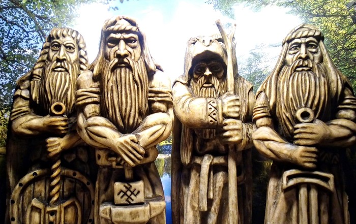 Slavic gods: PERUN, SVAROG, VELES, CHUR. Linden material, height 20cm. - My, Wood carving, Slavic mythology, Ancient gods