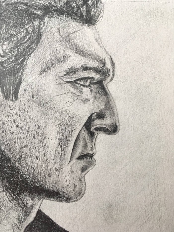 Kassel... - My, Pencil drawing, Pencil, Vincent Cassel, Portrait, Drawing, Actors and actresses, Celebrities