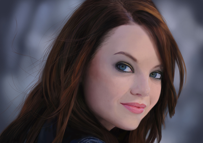 I draw Emma Stone in Photoshop, time lapse - My, Portrait, Photoshop, Emma Stone, Drawing, Art, , Video, Таймлапс, Digital drawing