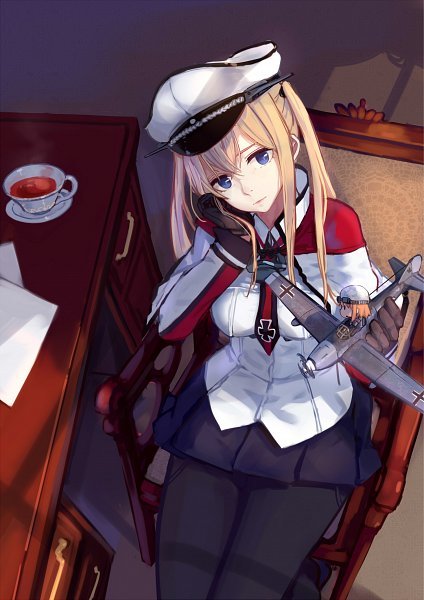 Graf Zeppelin and Messerschmitt Bf.109 - Kantai collection, Anime, Anime art, Graf Zeppelin, Fairy, Messerschmitt, Bf109, Fairy (Kantai Collection)