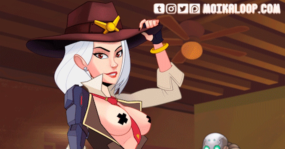 Here is some sexy Ashe for you all - NSFW, Moikaloop, Overwatch, Игры, Гифка, Ashe, Orisa, McCree, Bob Overwatch