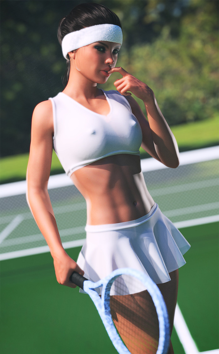 Tennis player Zara - NSFW, 3dx, Girls, Tennis, 3D, Hand-drawn erotica, Longpost