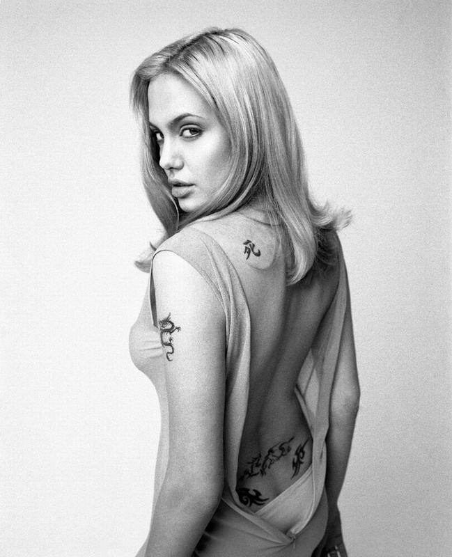 AJ - Angelina Jolie, PHOTOSESSION, Black and white, Old, Tattoo, Longpost