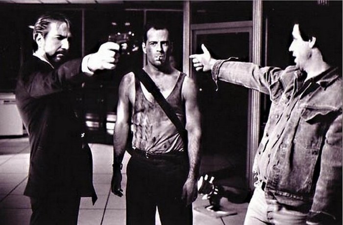 Photos from the filming of the movie Die Hard 1988 - Toughie, Bruce willis, Alan Rickman, Boris Godunov, The photo, Movies, Longpost