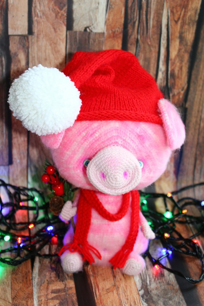 A little more piss - My, Amigurumi, Crochet, Pig, New Year, Longpost