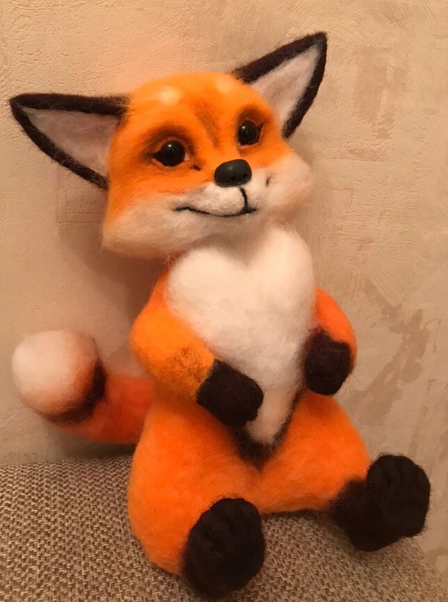 Fox - My, Dry felting, Wool toy, Fox, Needlework without process, With your own hands, Longpost