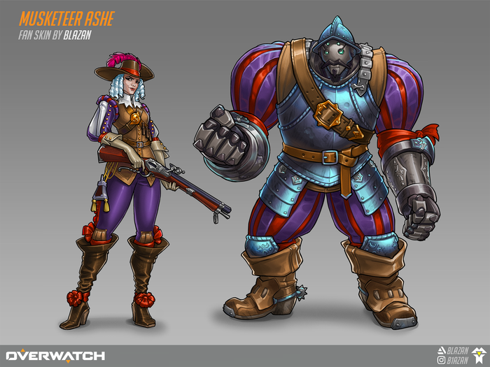 Musketeer Ashe (and Bob) fan skin