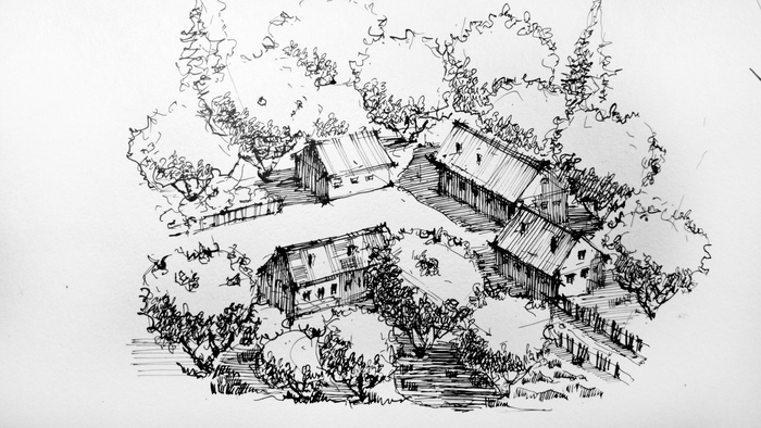 Pen and ink sketch. - My, Sketching lessons, Sketch, Drawing, Painting, Graphics, Art, Landscape, Video