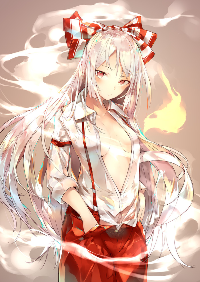 Fujiwara no Mokou - Touhou, Anime art, Anime, Not anime, Fujiwara no mokou, Sakusyo