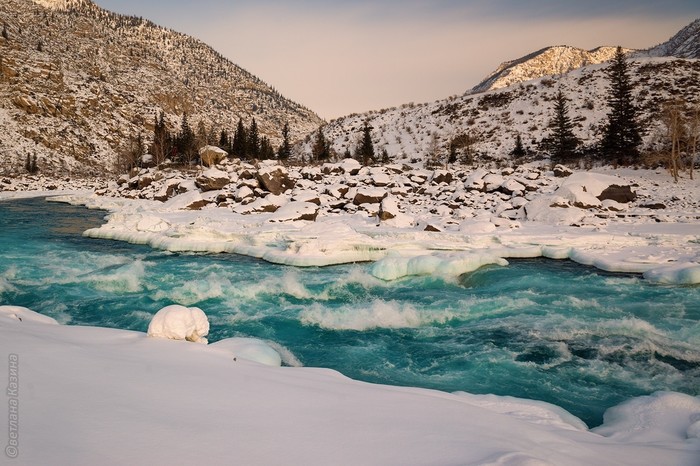 Katun river. Ilgumen rapids. Mountain Altai. - Katun, Mountain Altai, Winter, The nature of Russia, Travel across Russia, Longpost, Altai Republic