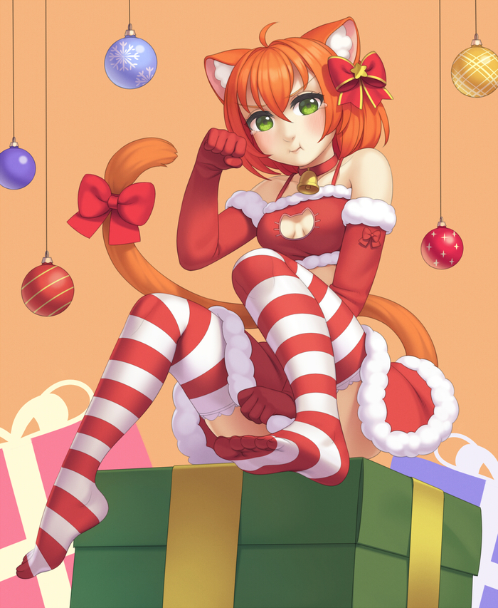 New Year - Anime, Not anime, Anime art, New Year, Neko