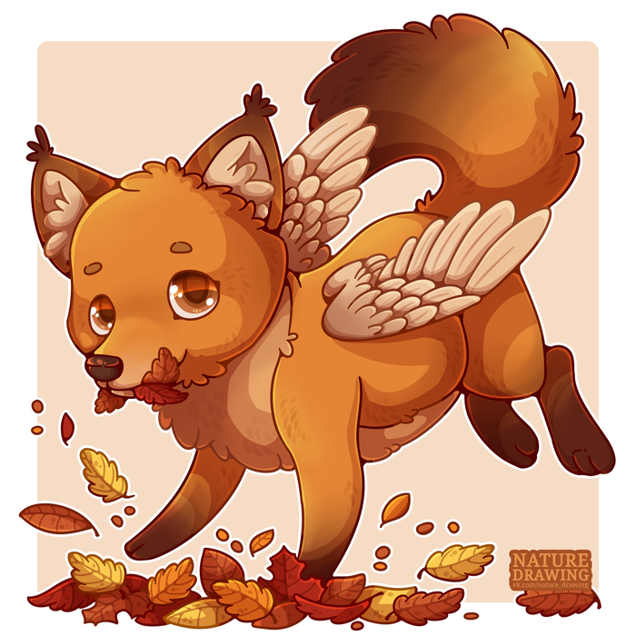 fox - My, Drawing, Fox, Animalistics, Animals, Milota