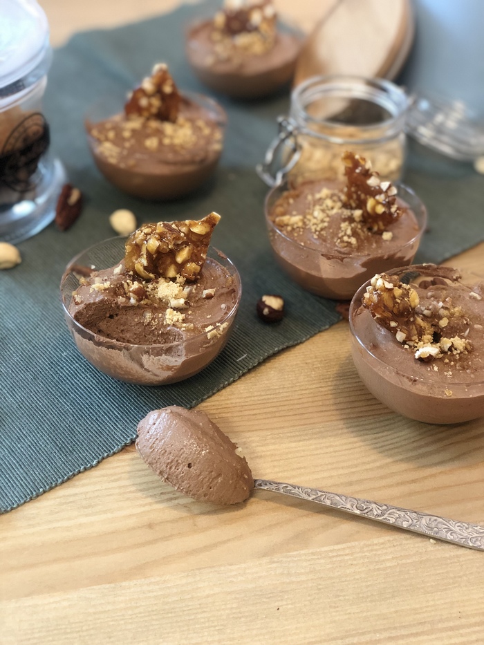 Chocolate mousse with hazelnut praline - Mousse, Chocolate mousse, Chocolate, Praline, Longpost, Recipe
