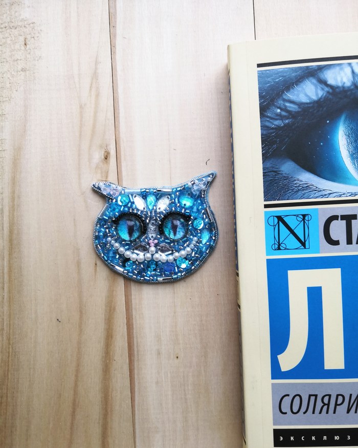 My hobby. Beaded brooch Cheshire cat - My, Needlework without process, Brooch, Cheshire Cat, Alice in Wonderland, Handmade