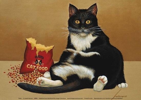 Good well-fed cats of the American artist Lowell Herrero (Lowell Herrero) - Art, cat, Fat cats, Longpost