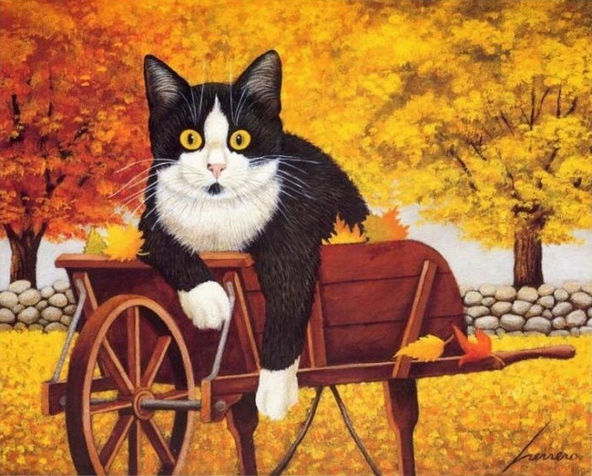 Good well-fed cats of the American artist Lowell Herrero (Lowell Herrero) - Art, cat, Fat cats, Longpost