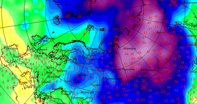 40-градусные морозы охватили территорию размером с Европу - Погода, Холод, Европа