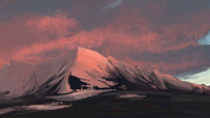 The mountains - My, Photoshop, The mountains, Drawing, Art