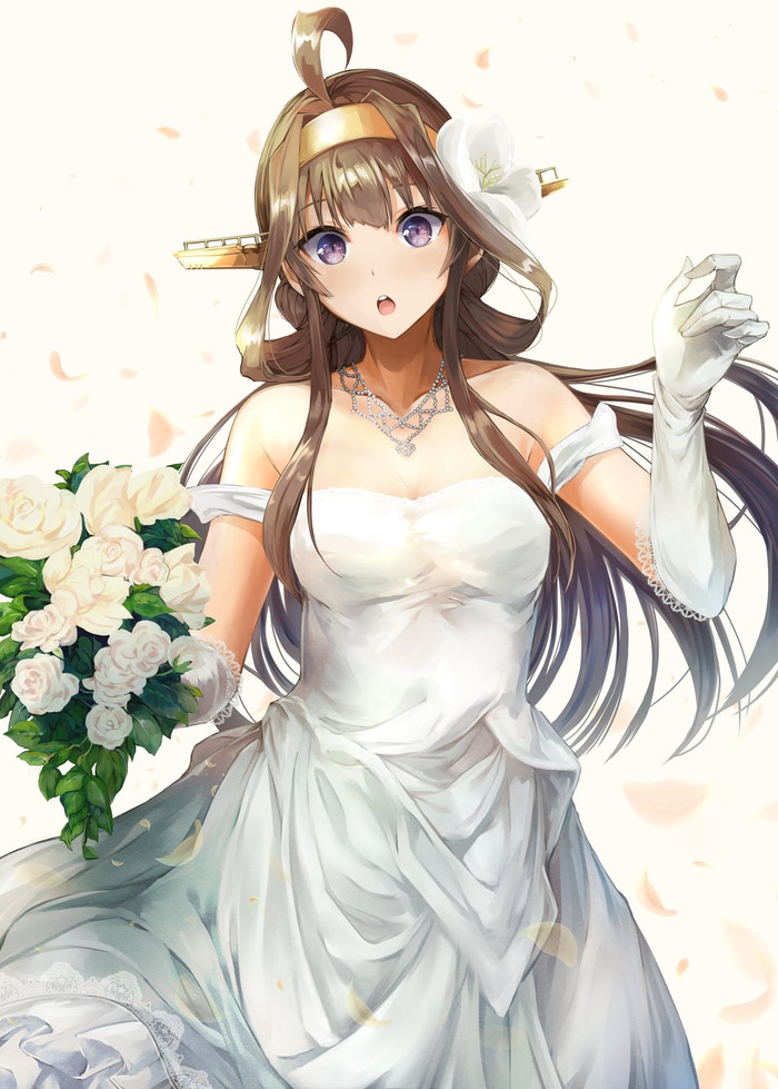 Kongou-chan - Kantai Collection, Kongou, Аниме, Anime Art, Свадебное платье