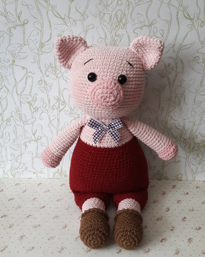 Piglet Funtik - a symbol of 2019! - My, Piglets, Toys, Knitting, Presents, New Year, Handmade, Soft toy