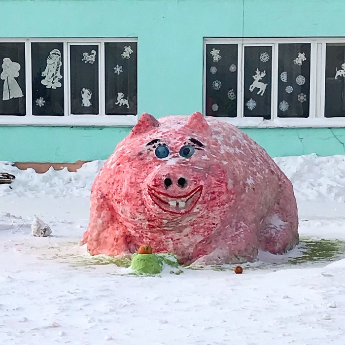 Looks like 2019 isn't going to be great. - My, Symbol of the year, Pig, Snow figures, New Year