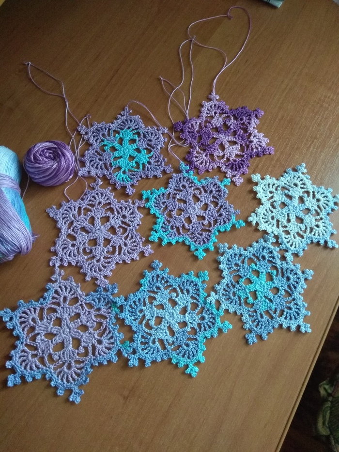 Snowflakes. - My, Snowflake, Crochet, Scheme, New Year, Needlework without process, Longpost