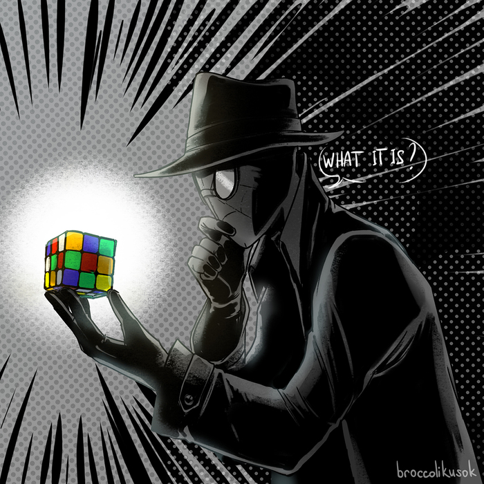 Rubik's Cube - My, Spider-Man: Noir, , Spiderman, Illustrations, Digital drawing, Fan art, Drawing, Marvel