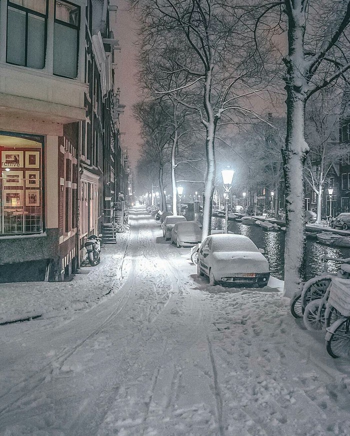 Winter Amsterdam - Amsterdam, Netherlands, The street, Winter, Snow, The photo, beauty, Nature, Netherlands (Holland)