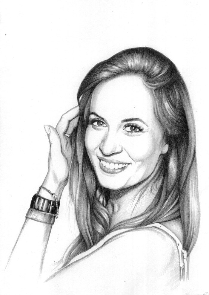 Portrait - My, Portrait, Girls, Drawing, Creation, Presents, Pencil drawing, Simple pencil, Photorealism