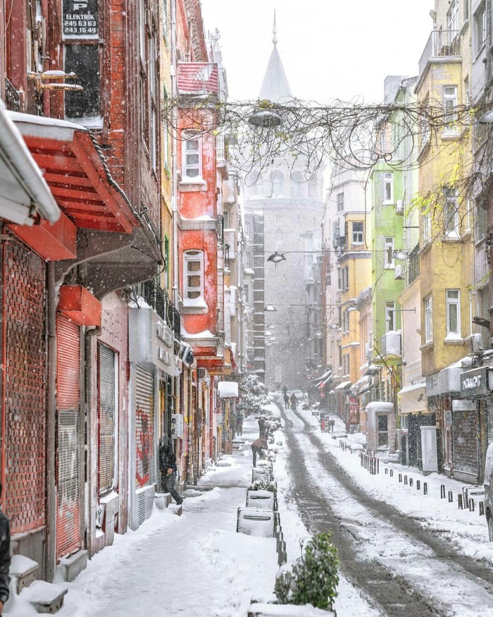 Зимний Стамбул Стамбул, Турция, Улица, Фотография, Снег, Зима, Красота, Природа