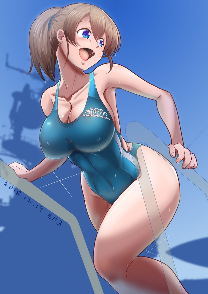 Intrepid - NSFW, Kantai collection, Intrepid, Boobs, Swimsuit, Etty, Anime art, Anime, Art