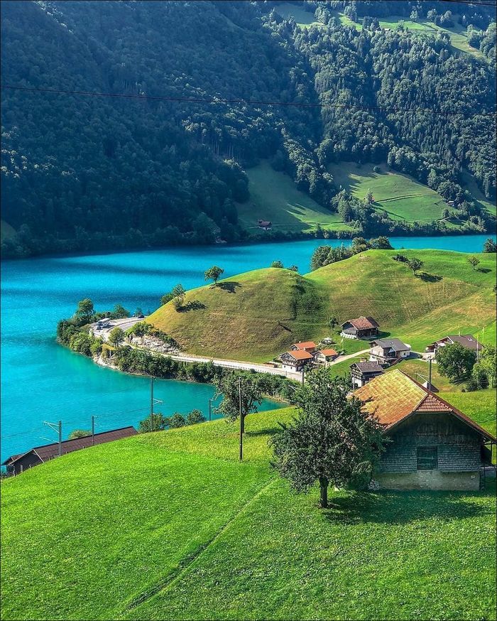 Озеро Лунгерн, Швейцария Озеро, Горы, Дача, Швейцария, Природа