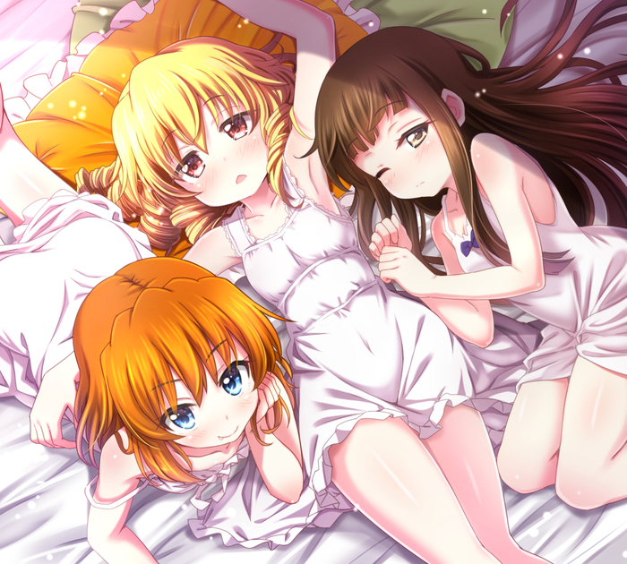 Three Fairies of Light Touhou, Anime Art, ,  , Luna Child, Star Sapphire, Sunny Milk, Ayase midori