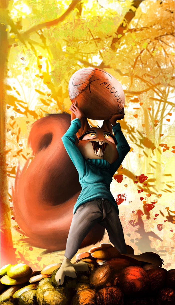 Nutcove - Furry, Art, Anthro, Squirrel, Nuts, , Thewyvernsweaver