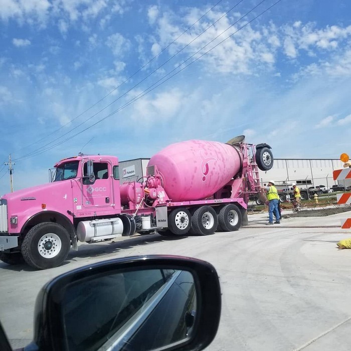 Pink concrete mixer