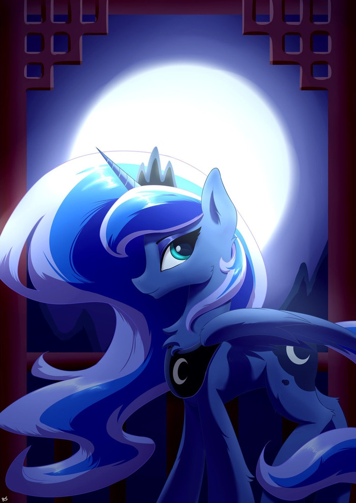 Moon and Moon - My little pony, Princess luna, moon, Art, PonyArt, 
