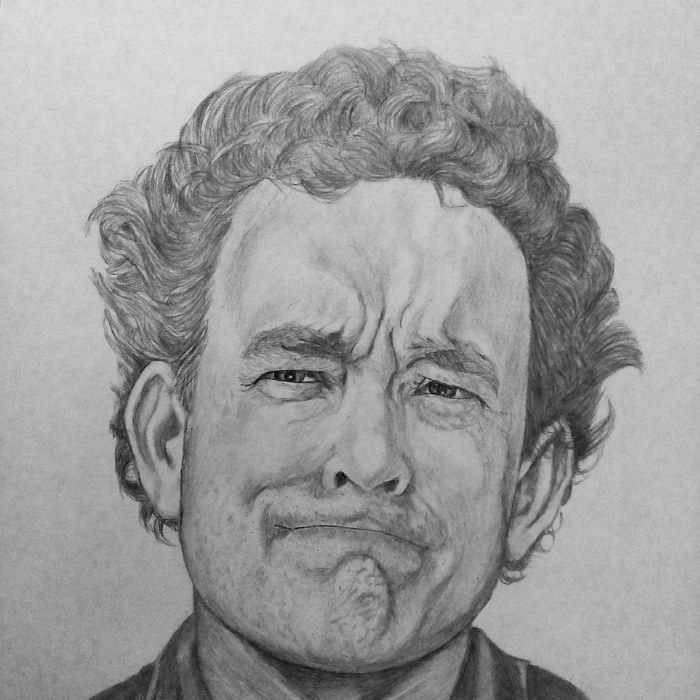 Tom Hanks - My, Tom Hanks, Portrait, Pencil drawing, Drawing, Beginner artist, Portrait by photo, Portraits of people