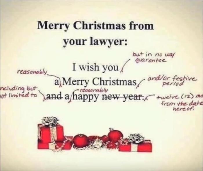 Legal regards! - Christmas, Lawyers, English language, Picture with text