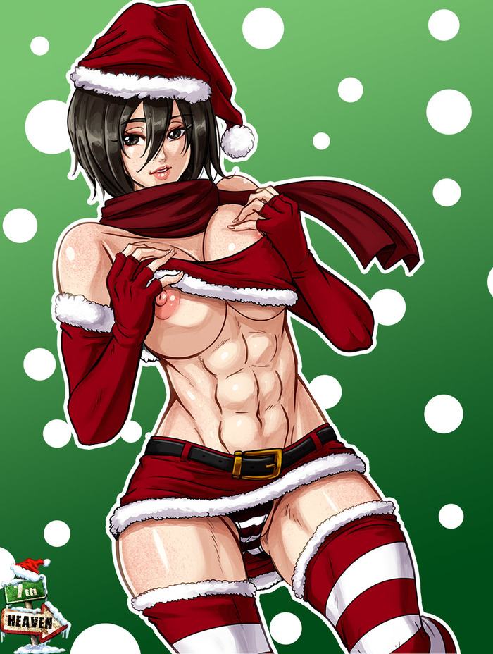 Mikasa - NSFW, , Art, Strong girl, Mikasa Ackerman, Attack of the Titans, Anime, Anime art, Christmas
