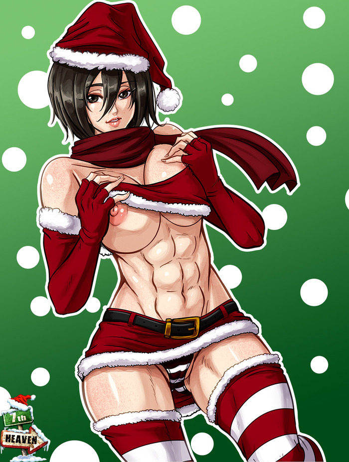 Mikasa - NSFW, 7th-Heaven, Art, Strong girl, Mikasa Ackerman, Attack of the Titans, Anime, Anime art, Christmas